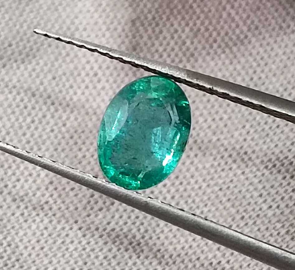 1.26 Natural Zambian emerald oval cut minor oiled loose gemstone 