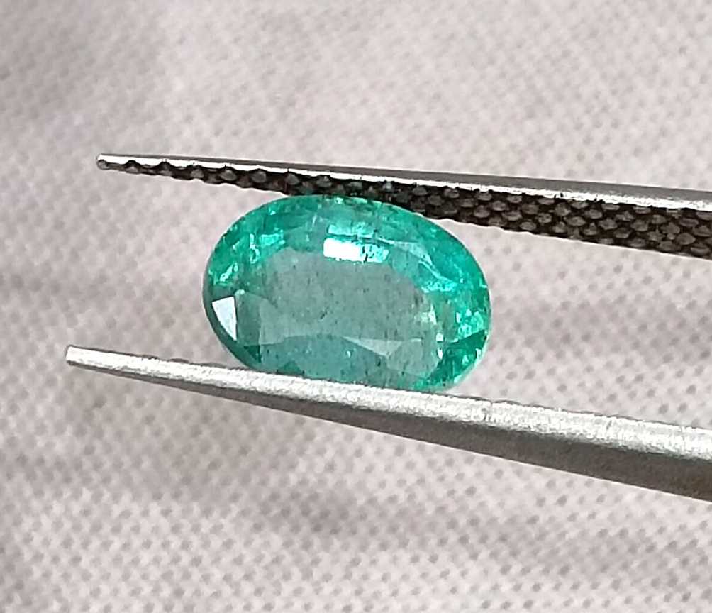 1.26 Natural Zambian emerald oval cut minor oiled loose gemstone 