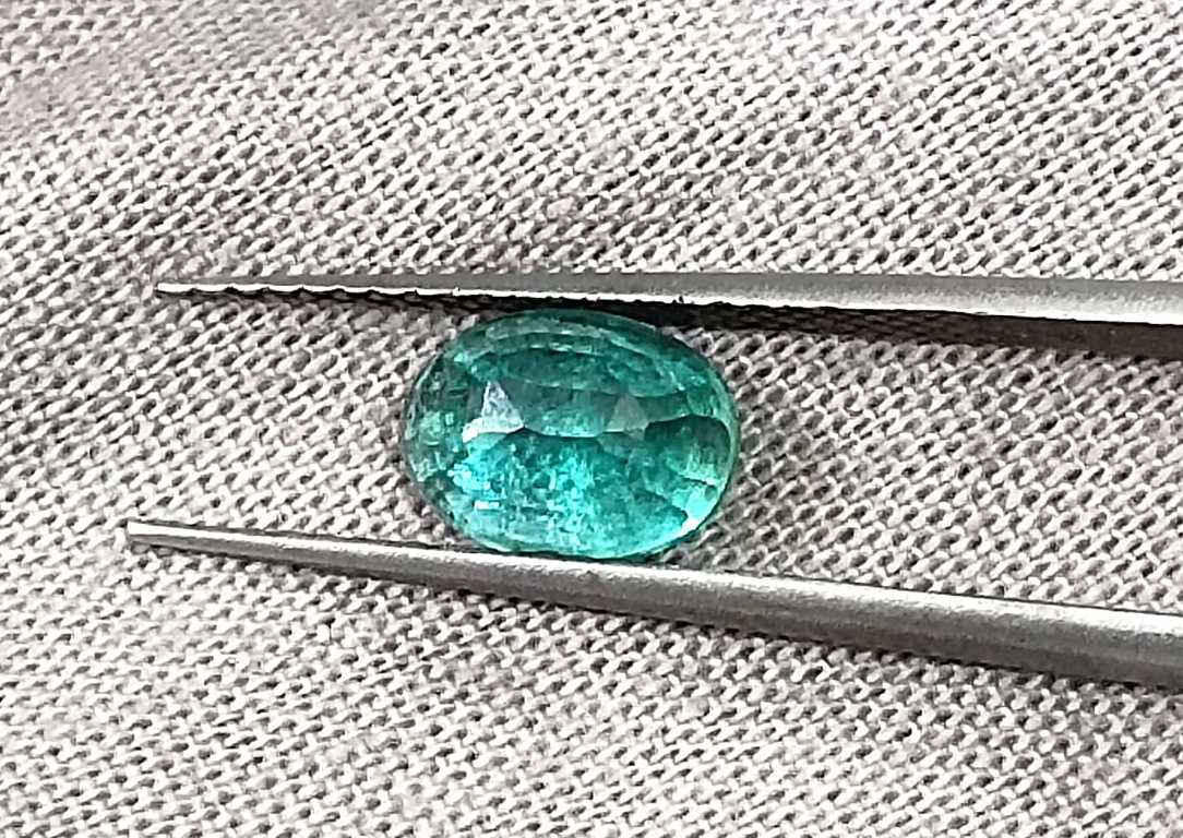 1.26 Natural Zambian emerald oval cut minor oiled loose gemstone 