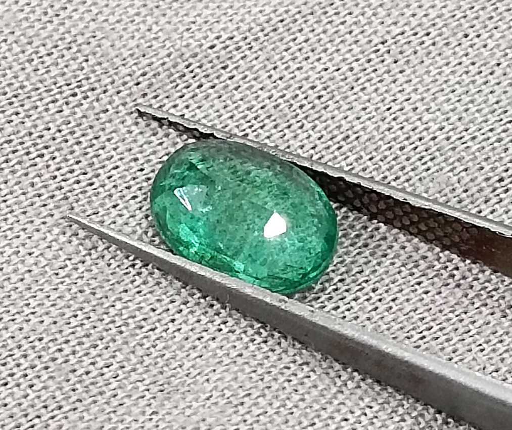 1.61ct Medium deep green oval cut Zambian Emerald loose Gemstone 