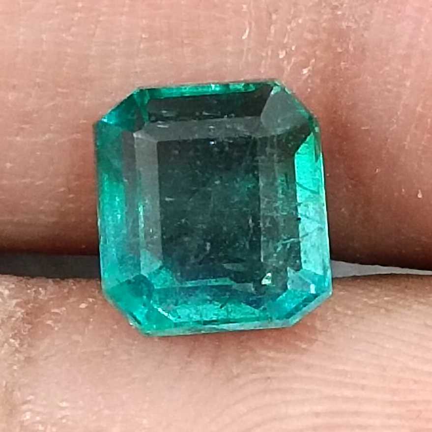 2.09ct Medium deep green Zambian emerald emerald cut gemstone/