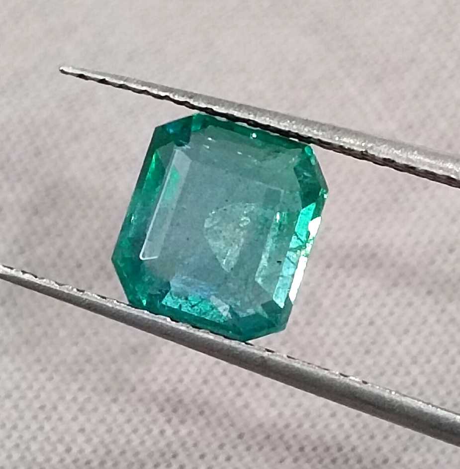 2.09ct Medium deep green Zambian emerald emerald cut gemstone
