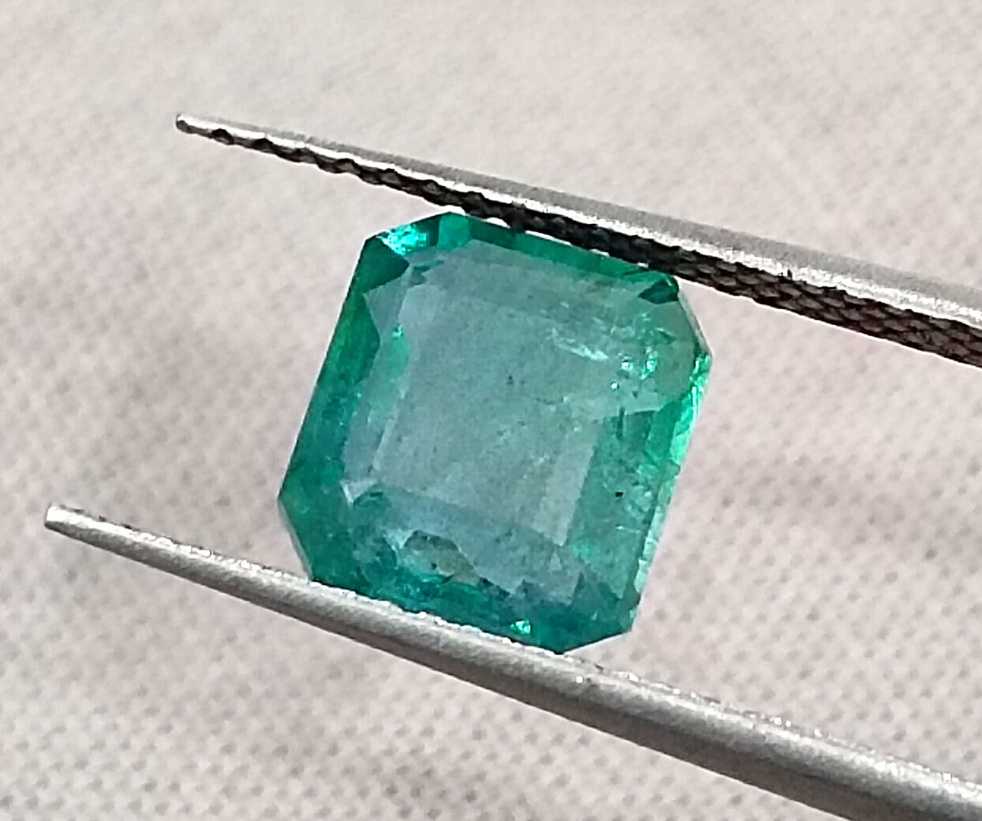 2.09ct Medium deep green Zambian emerald emerald cut gemstone