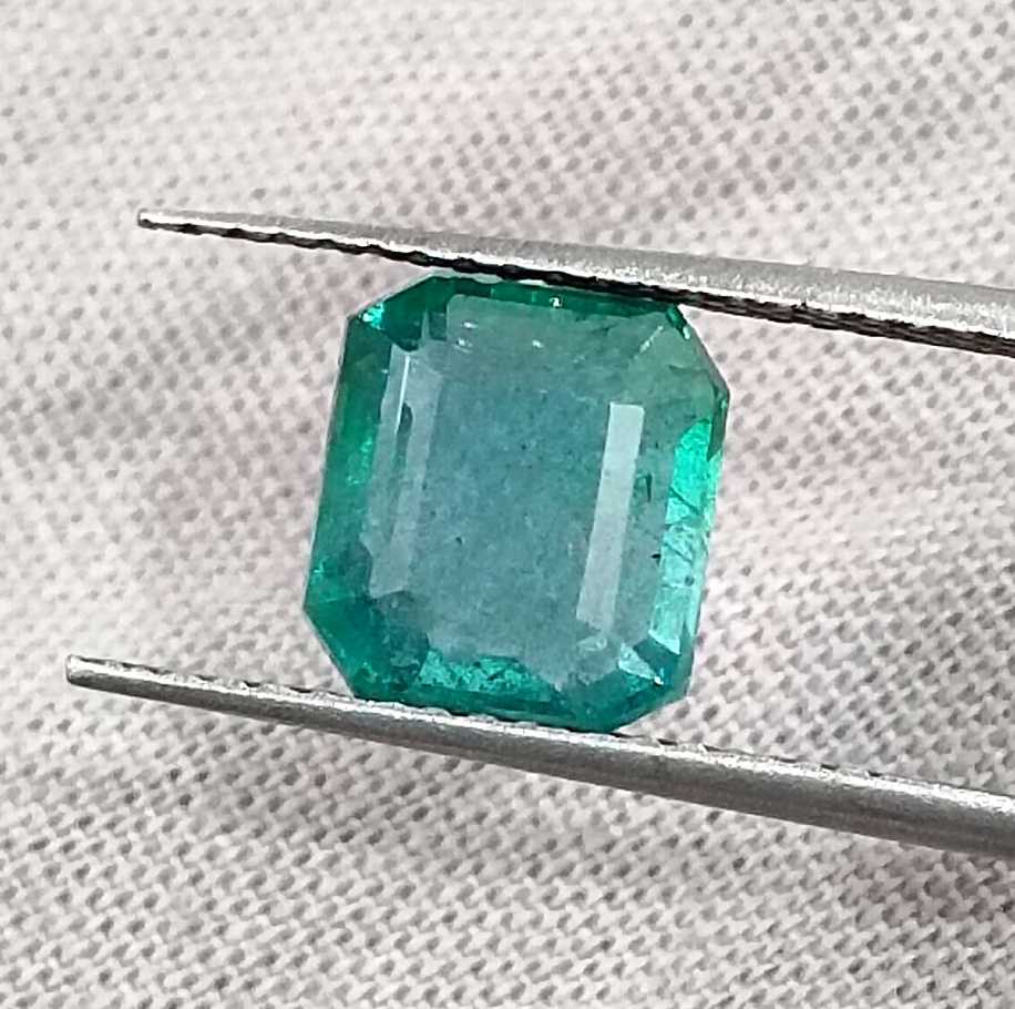 2.09ct Medium deep green Zambian emerald emerald cut gemstone