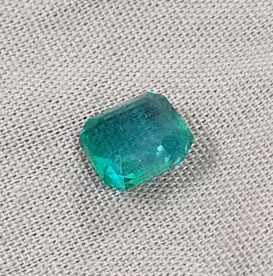2.09ct Medium deep green Zambian emerald emerald cut gemstone