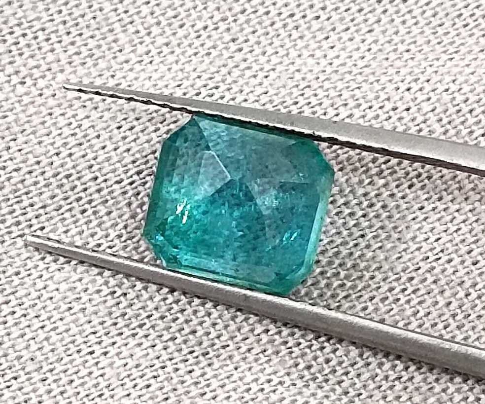 2.09ct Medium deep green Zambian emerald emerald cut gemstone