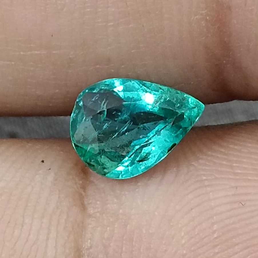 GSI certified 1.15ct medium green Zambian emerald pear cut loose gemstone /