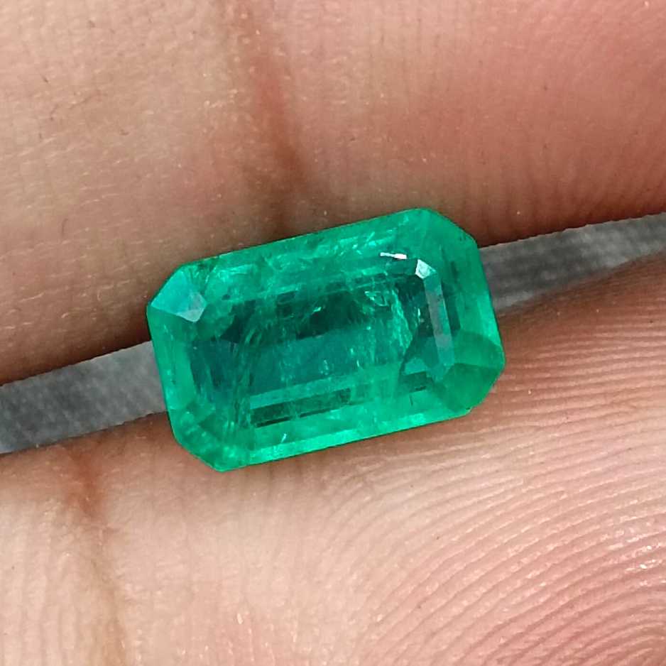 2.18cts GSI certified med light green Panjshir emerald natural octagon cut stone /