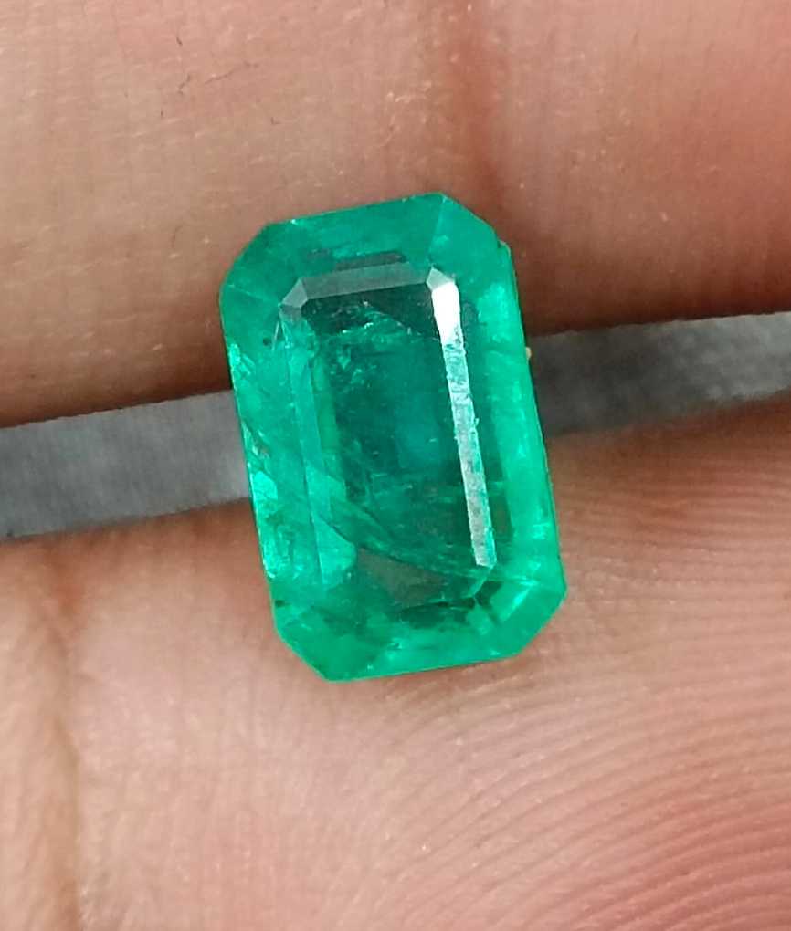 2.18cts GSI certified med light green Panjshir emerald natural octagon cut stone 