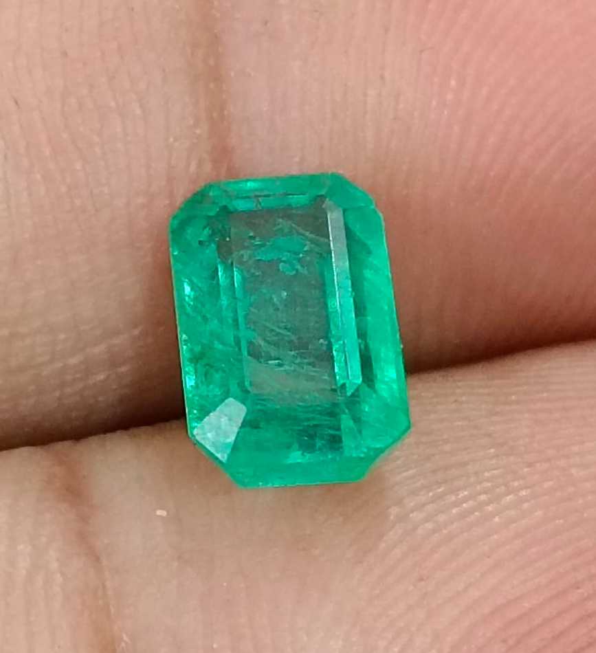 2.18cts GSI certified med light green Panjshir emerald natural octagon cut stone 