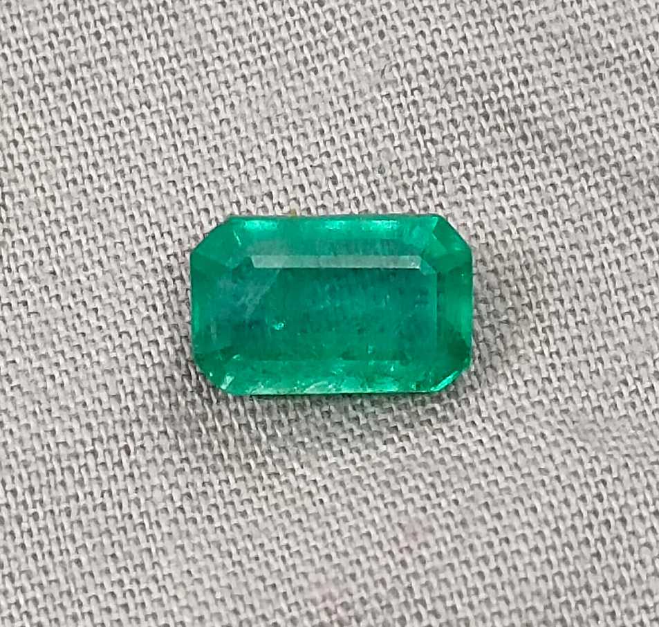 2.18cts GSI certified med light green Panjshir emerald natural octagon cut stone 