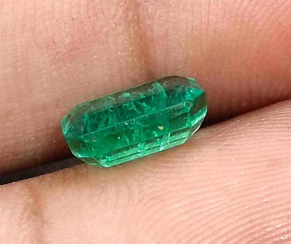2.18cts GSI certified med light green Panjshir emerald natural octagon cut stone 