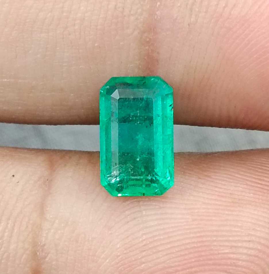 2.18cts GSI certified med light green Panjshir emerald natural octagon cut stone 