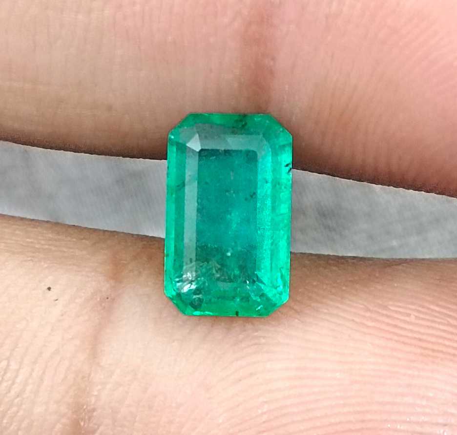 2.18cts GSI certified med light green Panjshir emerald natural octagon cut stone 