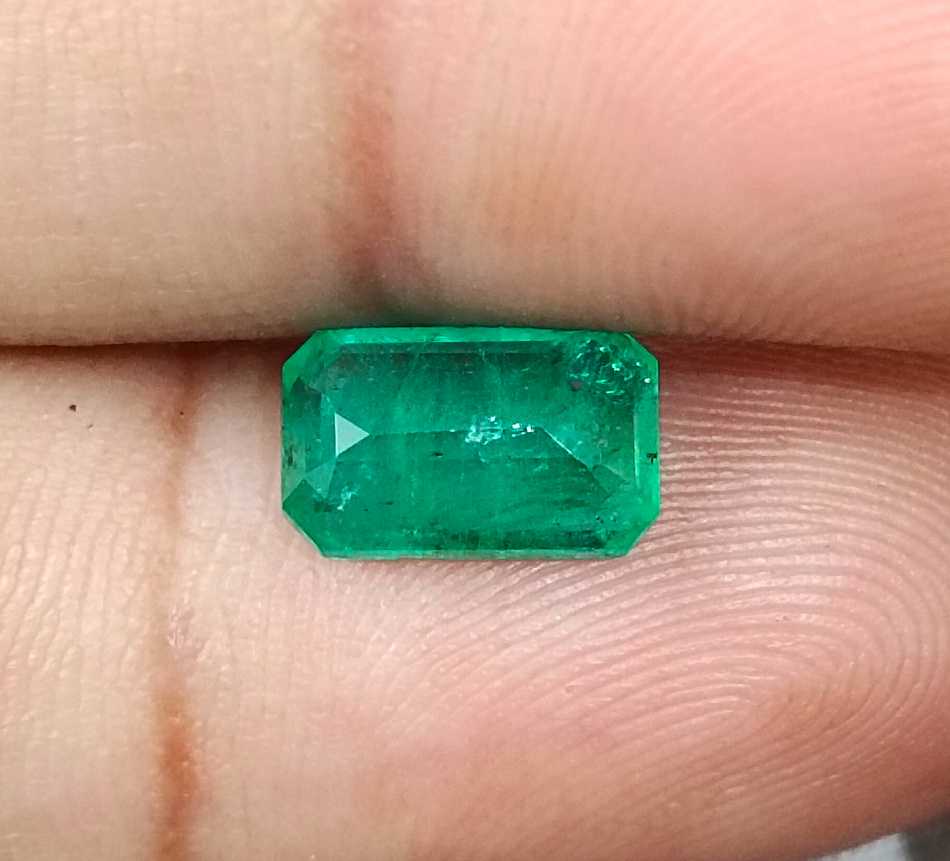 2.18cts GSI certified med light green Panjshir emerald natural octagon cut stone 