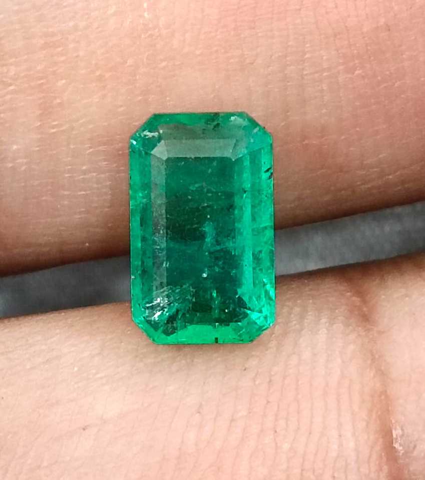 1.92cts GSI certified natural Panjshir emerald octagon cut gemstone