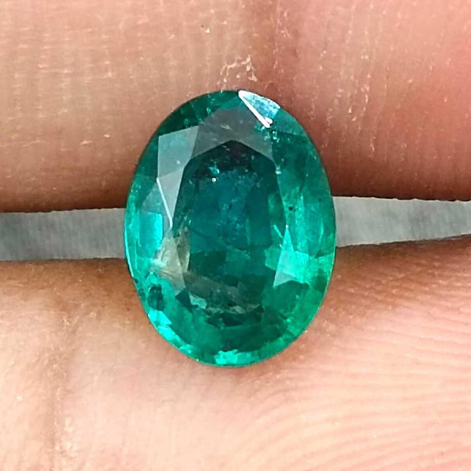 1.57ct certified deep green oval cut Zambian emerald loose gemstone /