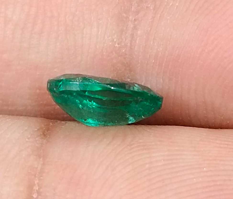 1.57ct certified deep green oval cut Zambian emerald loose gemstone 