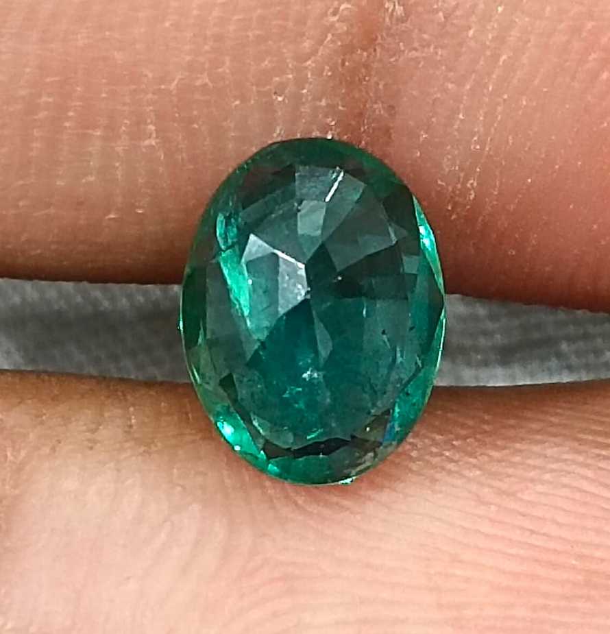 1.57ct certified deep green oval cut Zambian emerald loose gemstone 