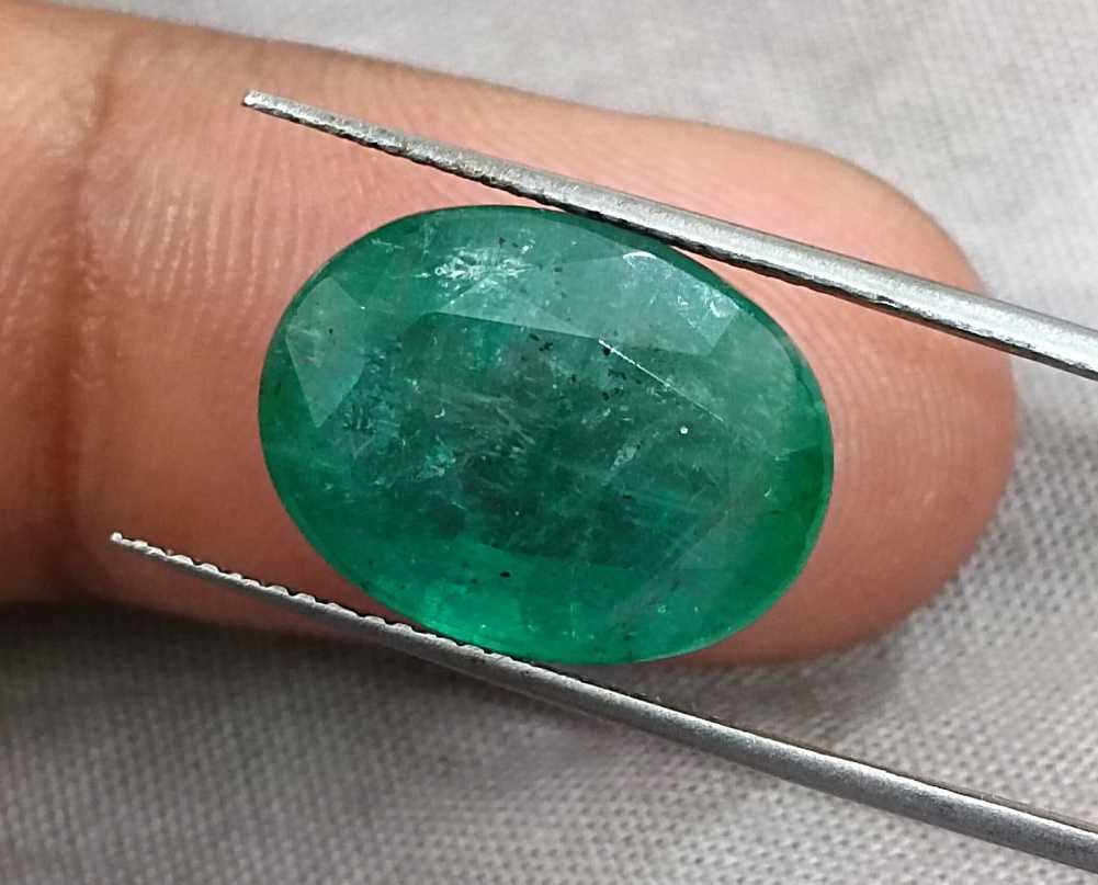 10.20ct Grass green oval cut Zambian emerald.