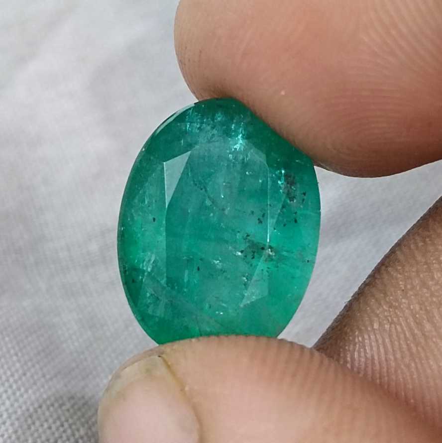 10.20ct Grass green oval cut Zambian emerald.