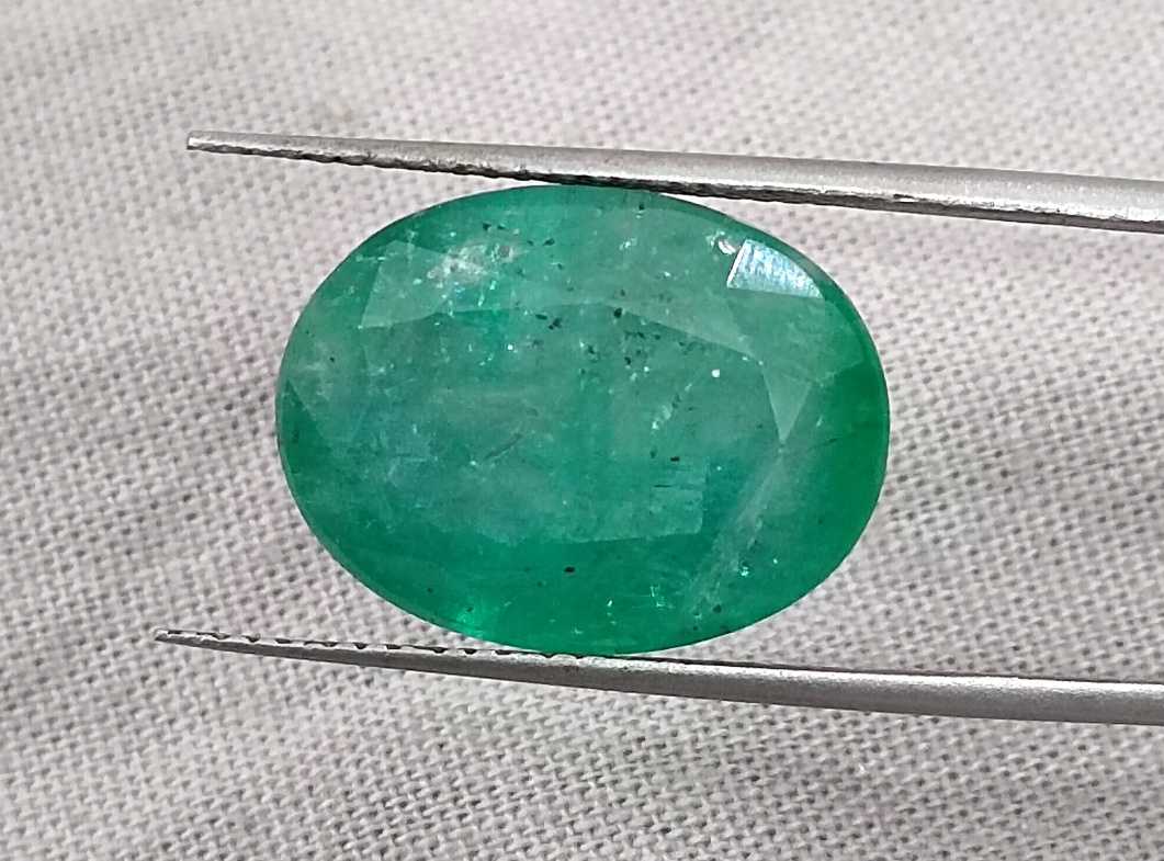 10.20ct Grass green oval cut Zambian emerald.