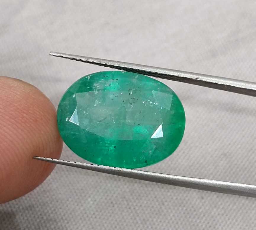 10.20ct Grass green oval cut Zambian emerald.