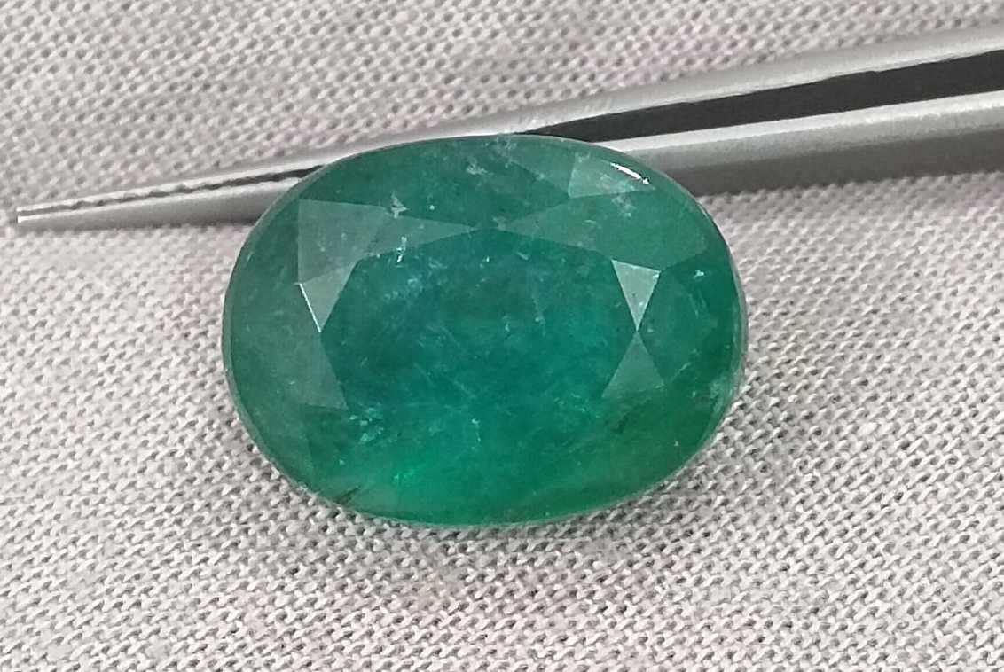 10.50ct Deep forest green oval cut Zambian emerald.
