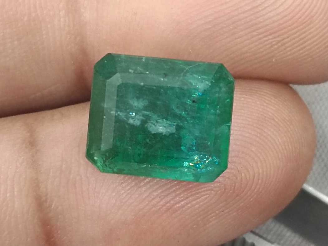 8.36ct Deep forest green octagon cut Zambian emerald.