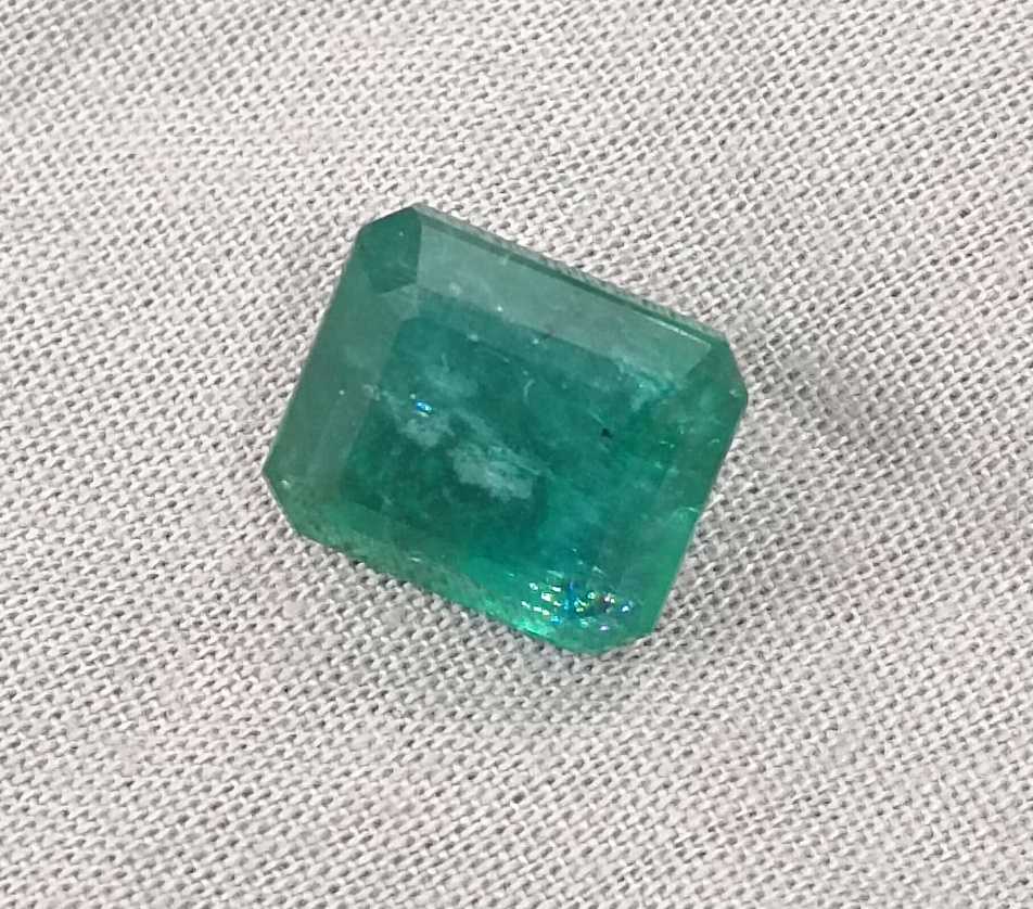 8.36ct Deep forest green octagon cut Zambian emerald.