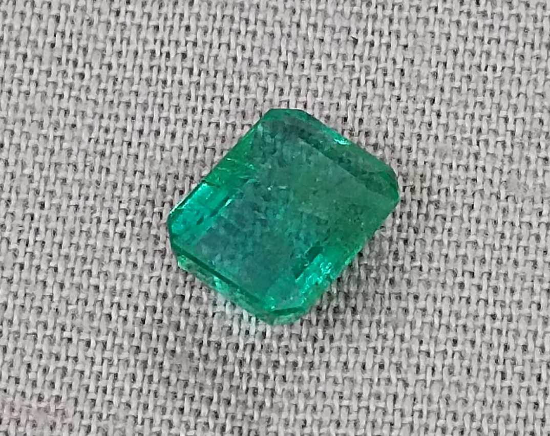 1.27ct Quality deep green octagon cut Zambian emerald stone 