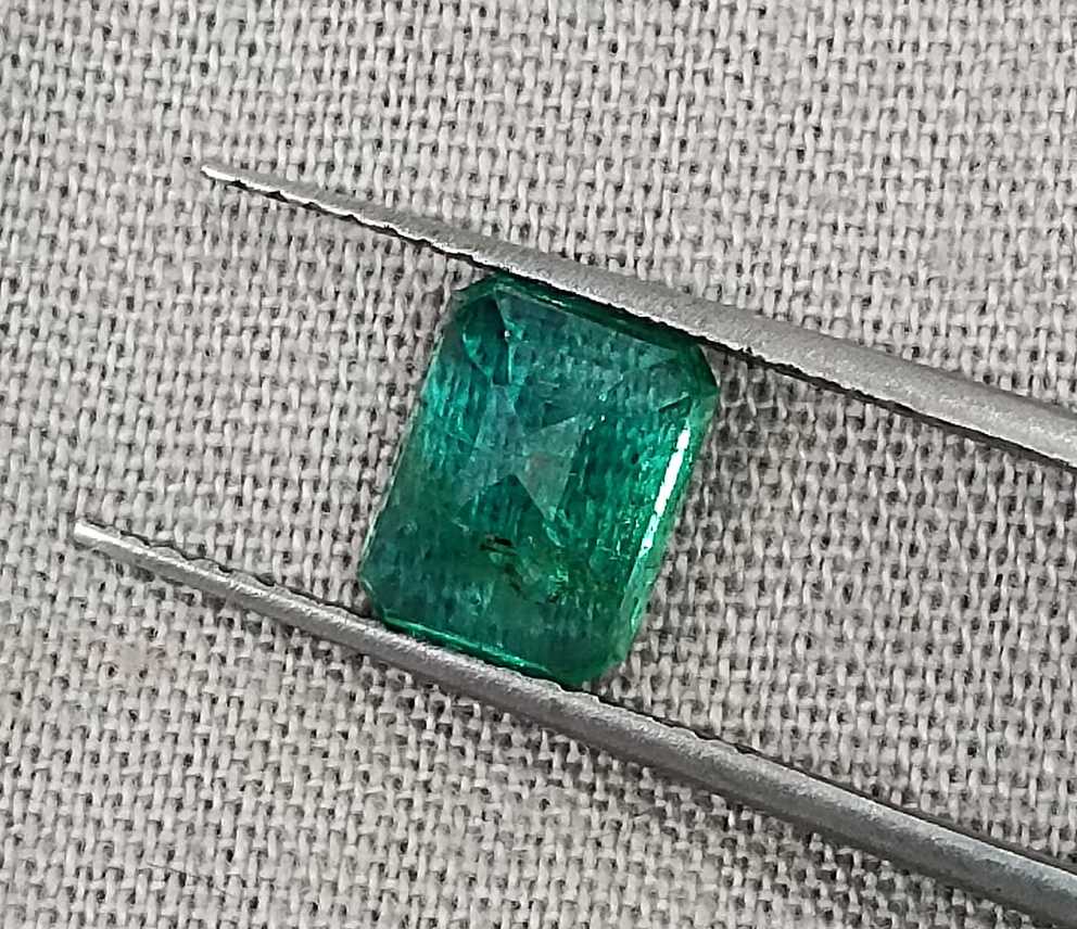 1.27ct Quality deep green octagon cut Zambian emerald stone 