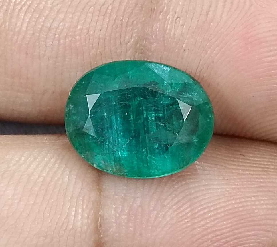 6.54ct Zambian emerald medium deep forest green oval cut stone 