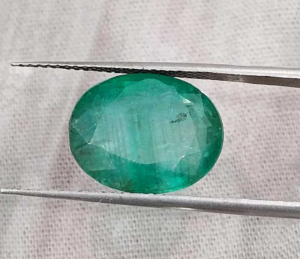 6.54ct Zambian emerald medium deep forest green oval cut stone 