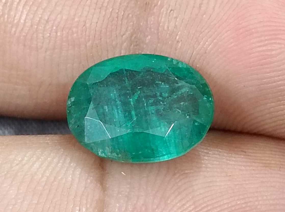 6.54ct Zambian emerald medium deep forest green oval cut stone 