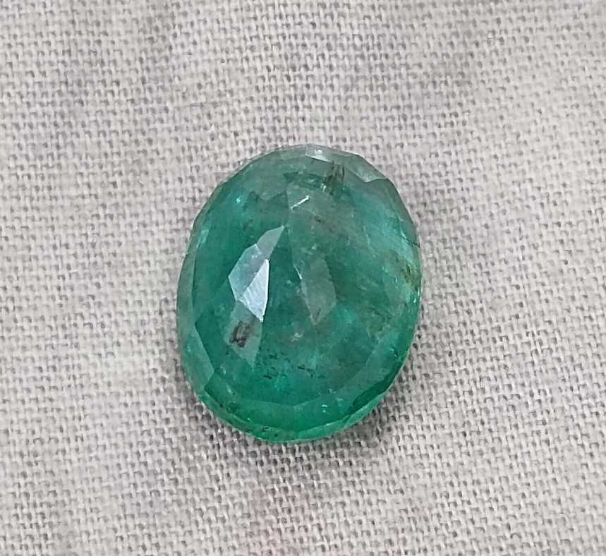 6.54ct Zambian emerald medium deep forest green oval cut stone 