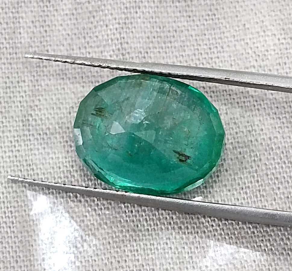 6.54ct Zambian emerald medium deep forest green oval cut stone 