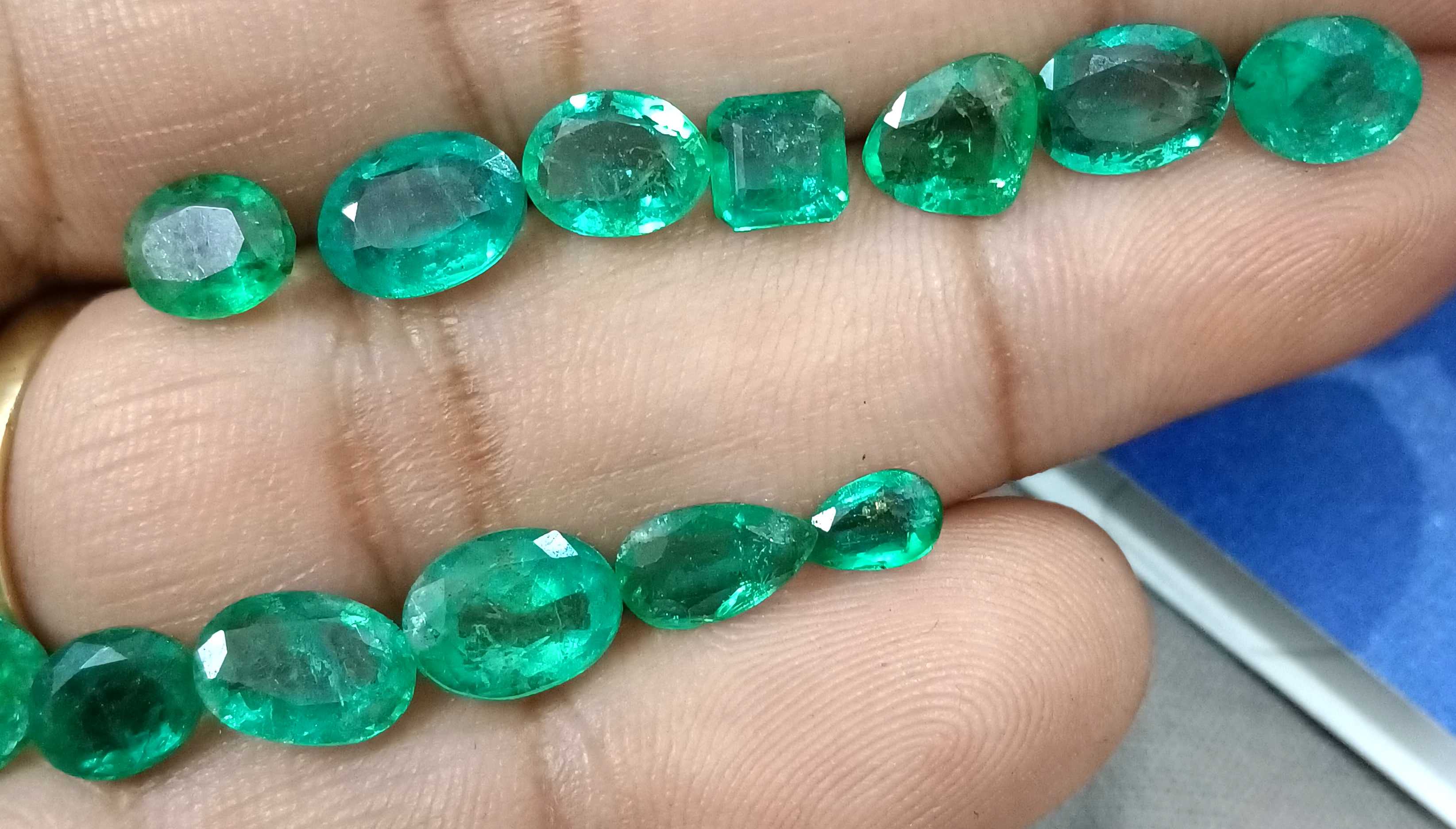 15.33ct Natural Zambian emerald parcel mixed cut Loose Gemstones