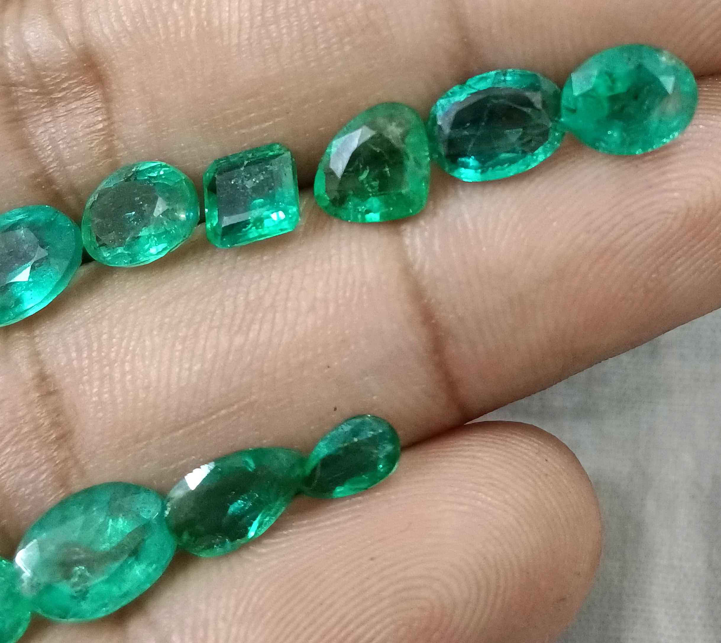 15.33ct Natural Zambian emerald parcel mixed cut Loose Gemstones