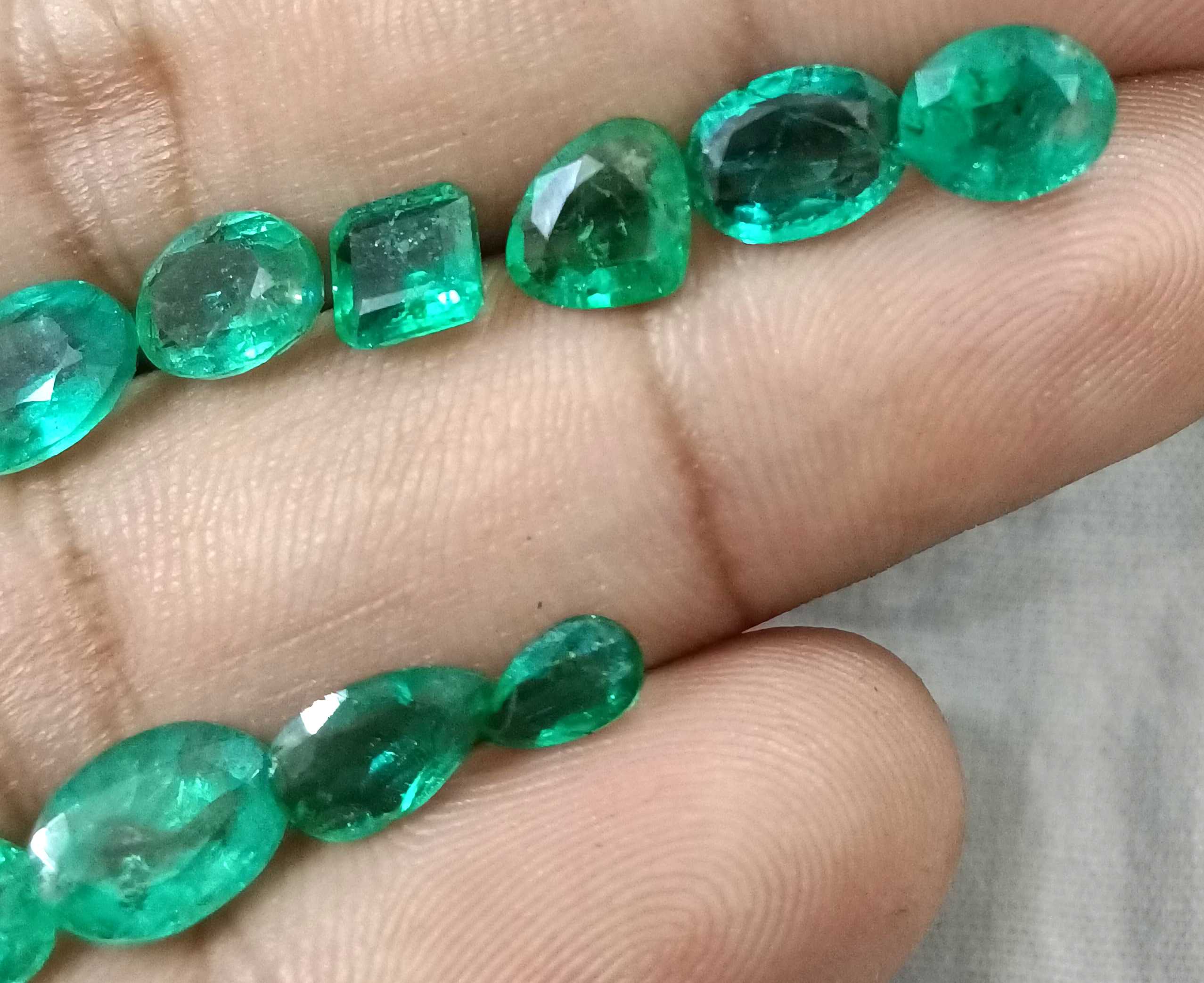 15.33ct Natural Zambian emerald parcel mixed cut Loose Gemstones