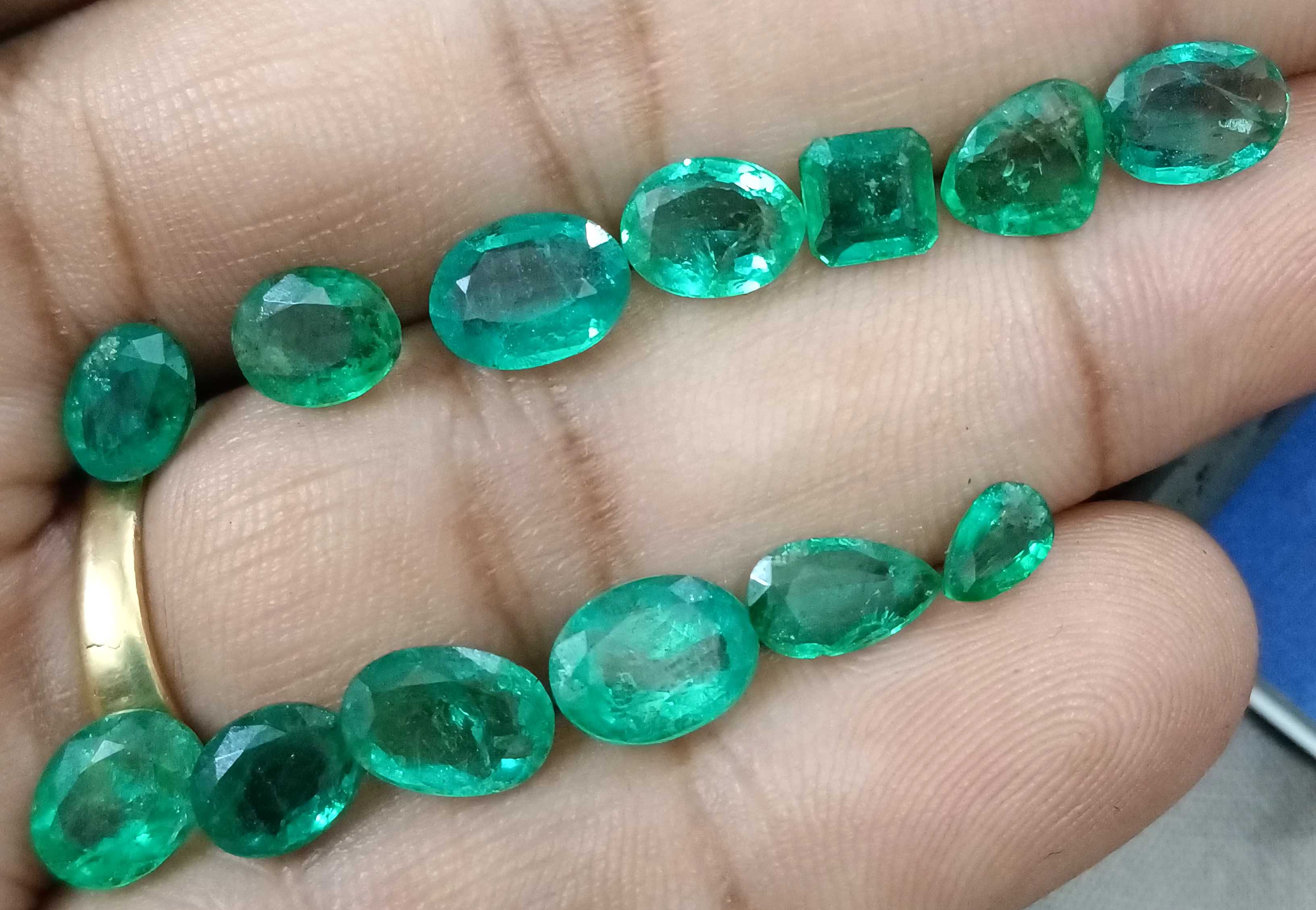 15.33ct Natural Zambian emerald parcel mixed cut Loose Gemstones