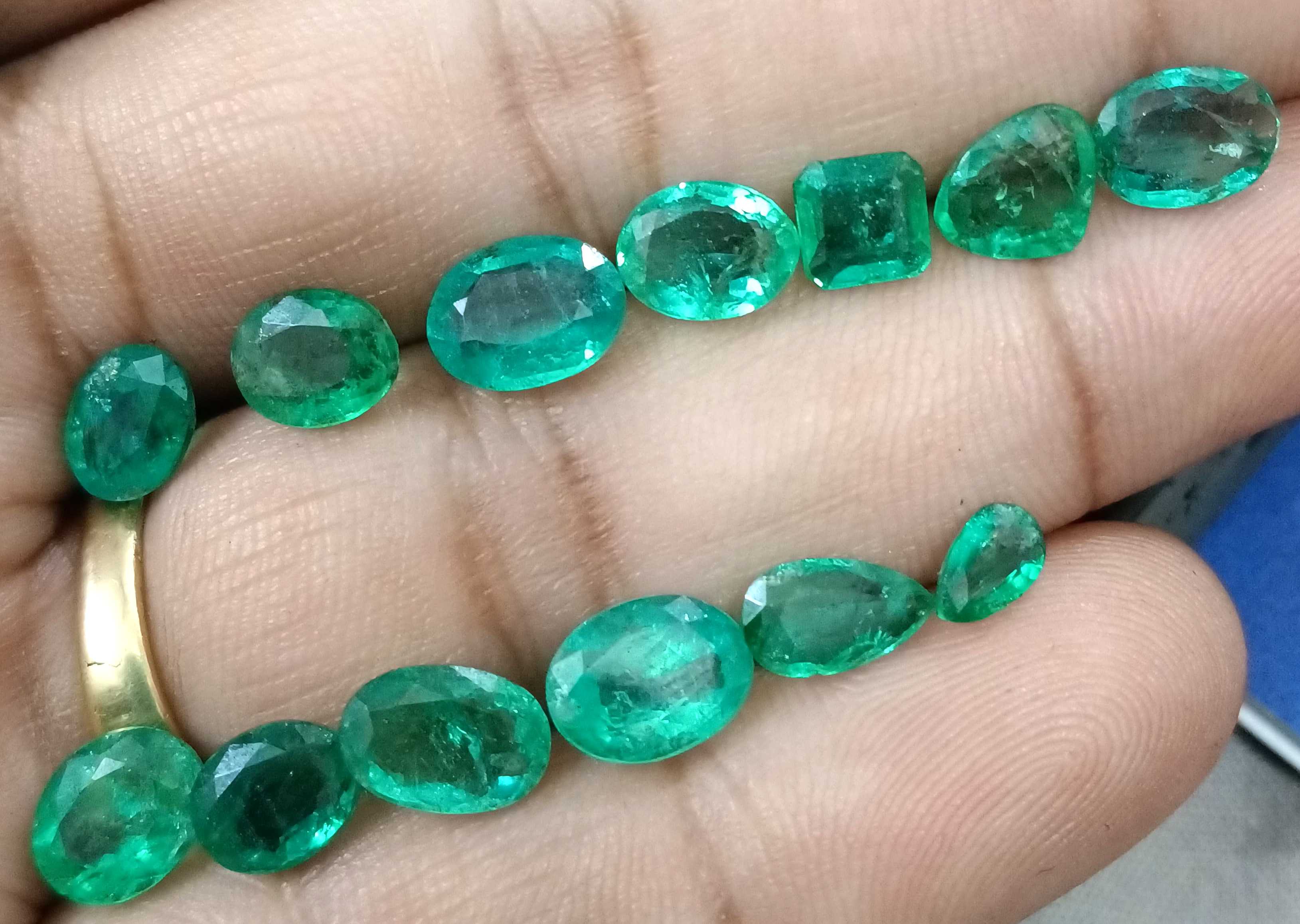 15.33ct Natural Zambian emerald parcel mixed cut Loose Gemstones
