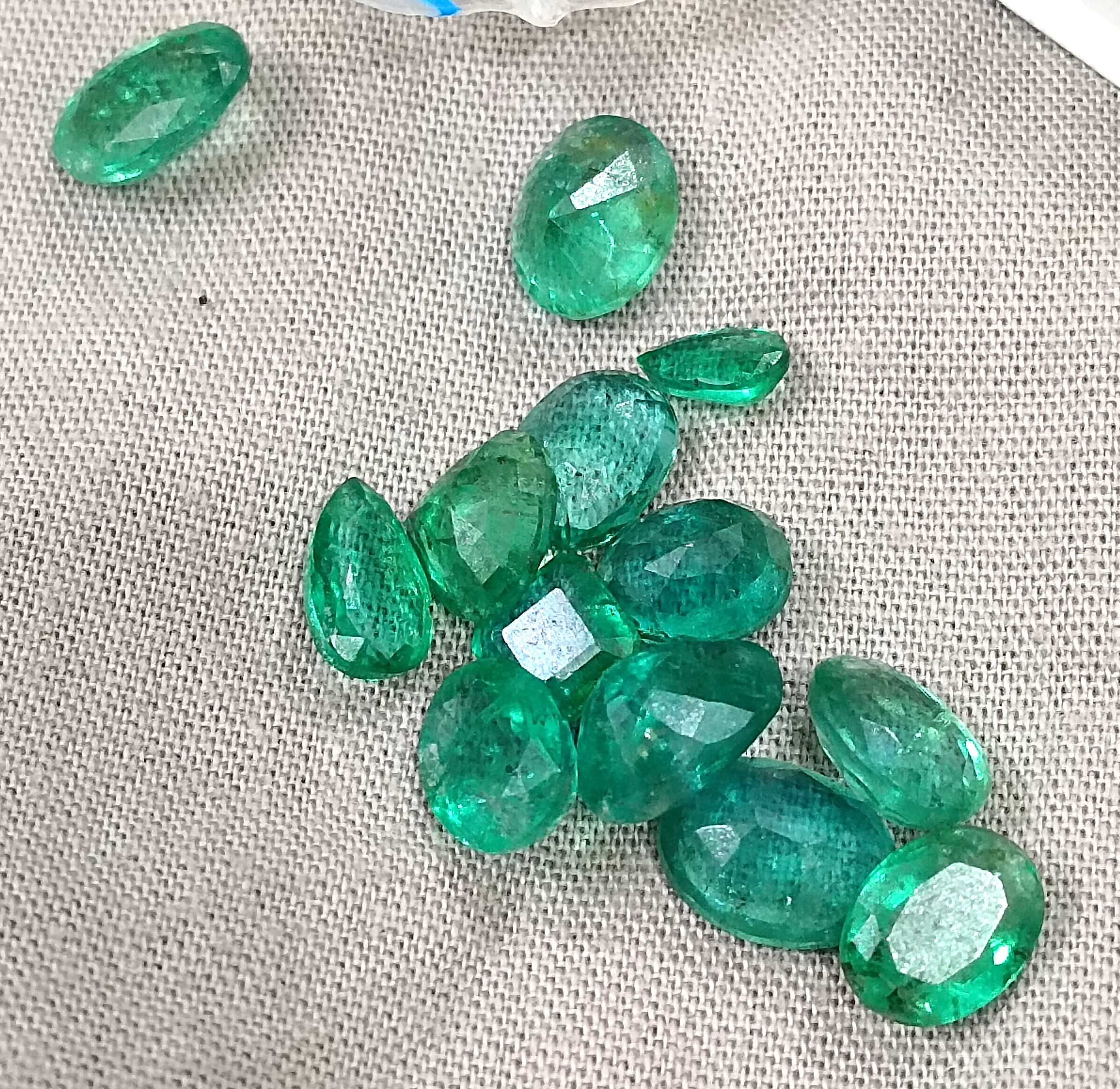 15.33ct Natural Zambian emerald parcel mixed cut Loose Gemstones