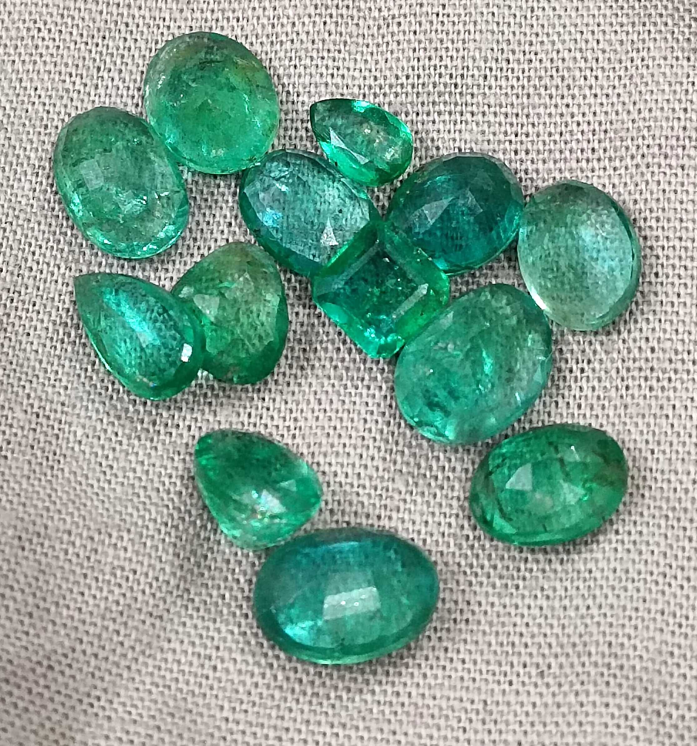 15.33ct Natural Zambian emerald parcel mixed cut Loose Gemstones
