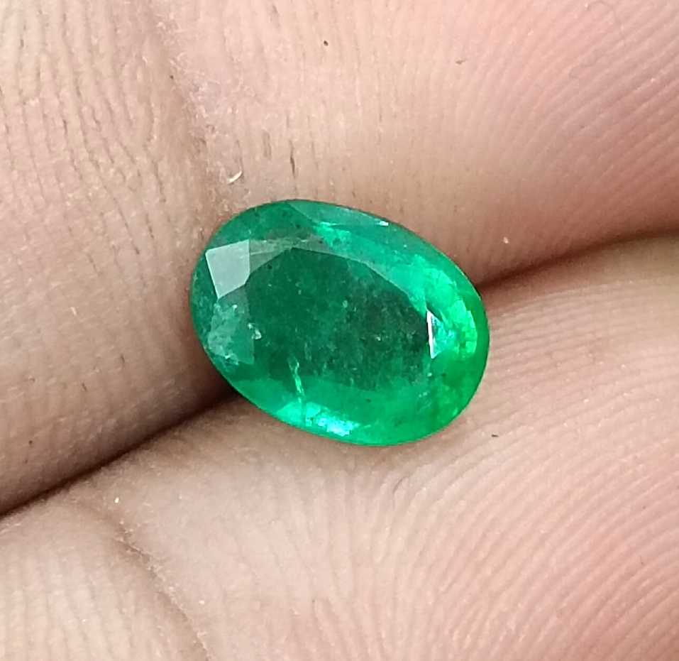 1.38ct Octagon cut deep golden green Zambian emerald stone 