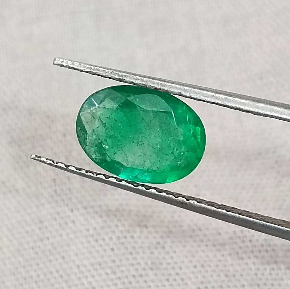 1.38ct Octagon cut deep golden green Zambian emerald stone 