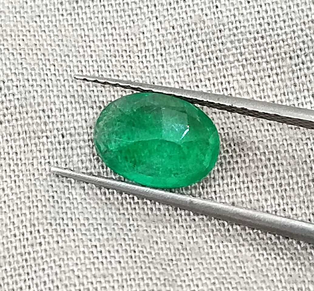 1.38ct Octagon cut deep golden green Zambian emerald stone 