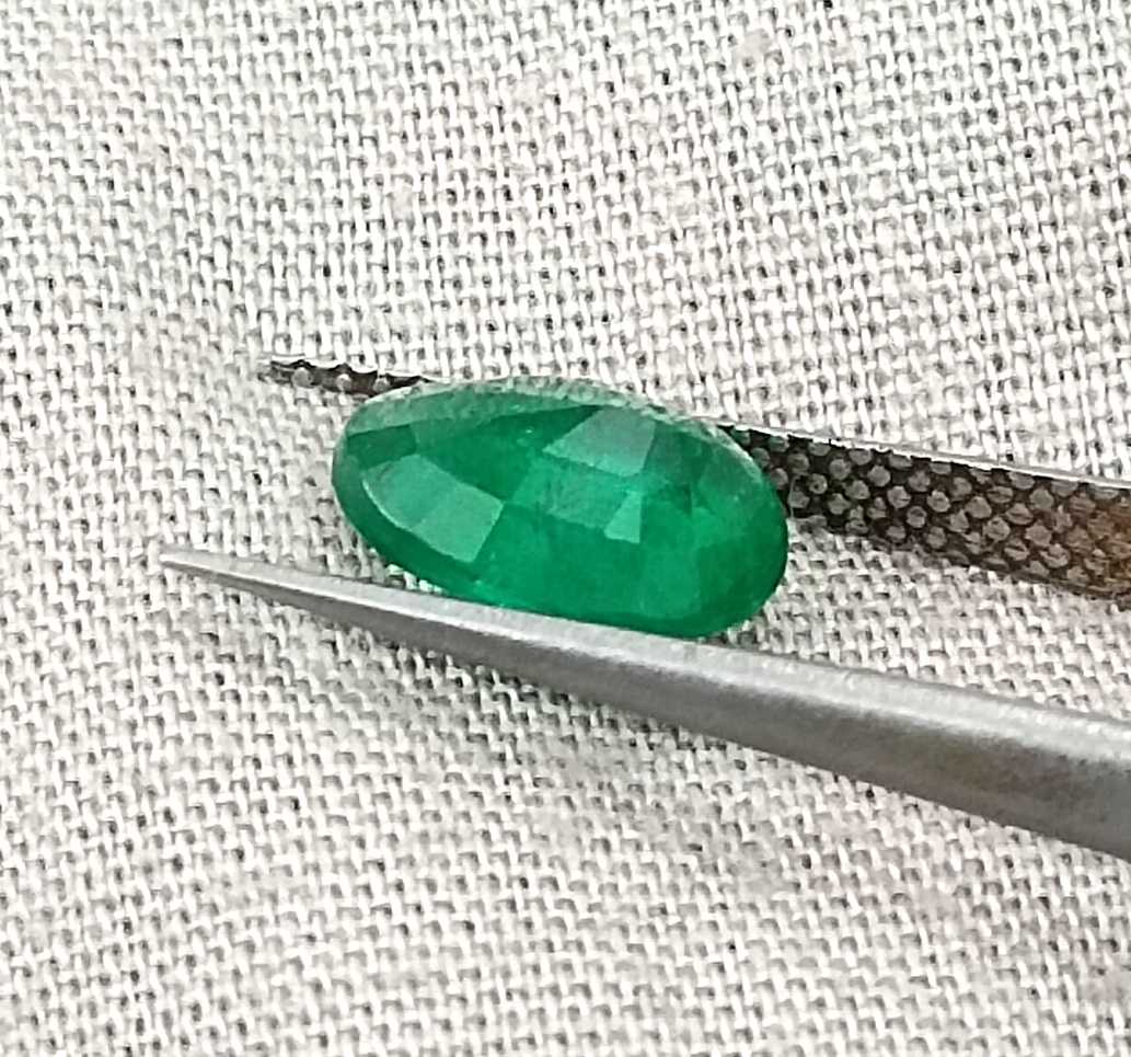 1.38ct Octagon cut deep golden green Zambian emerald stone 