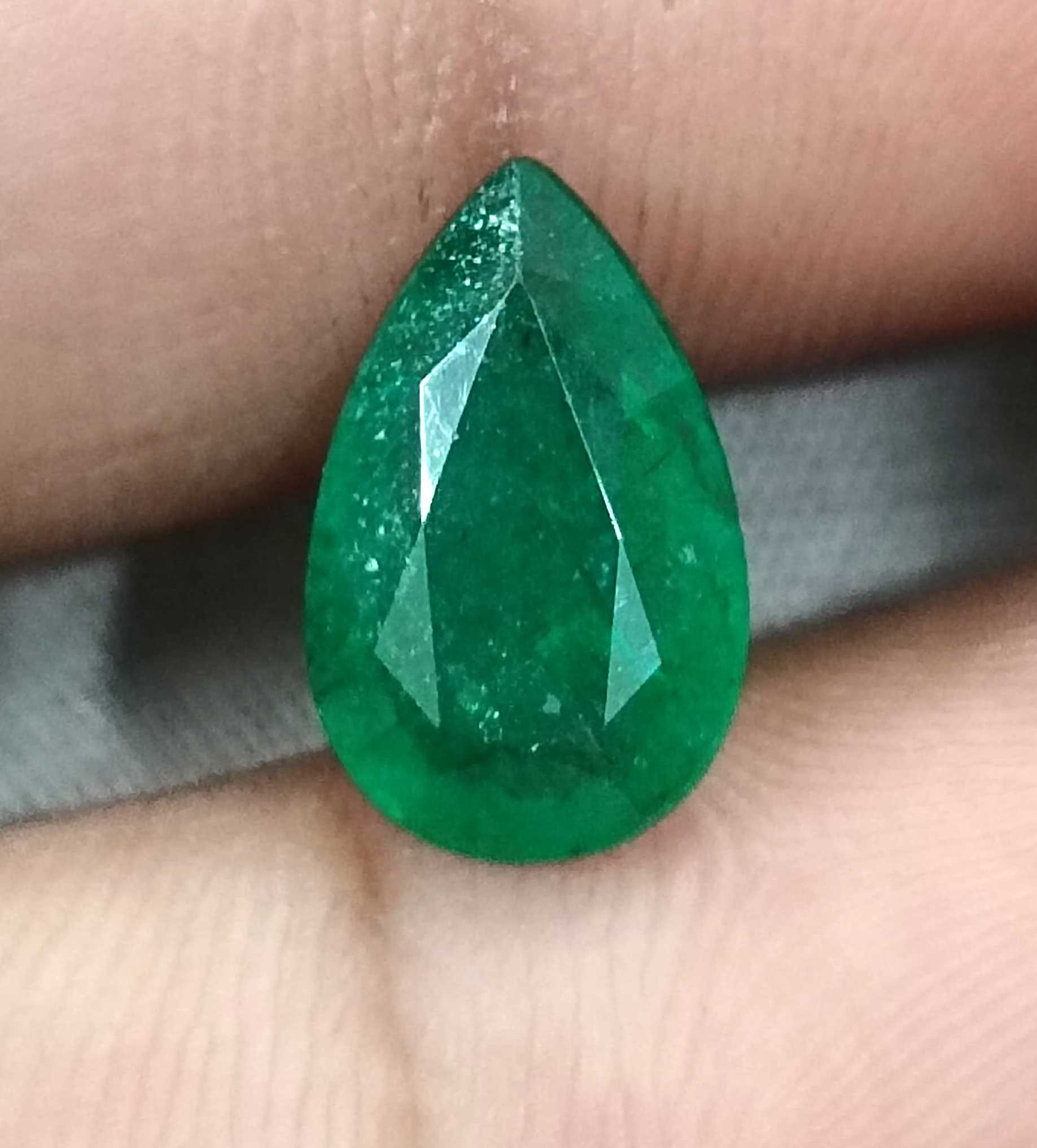 3.05ct GSI USA certified Zambian emerald deep velvet green stone