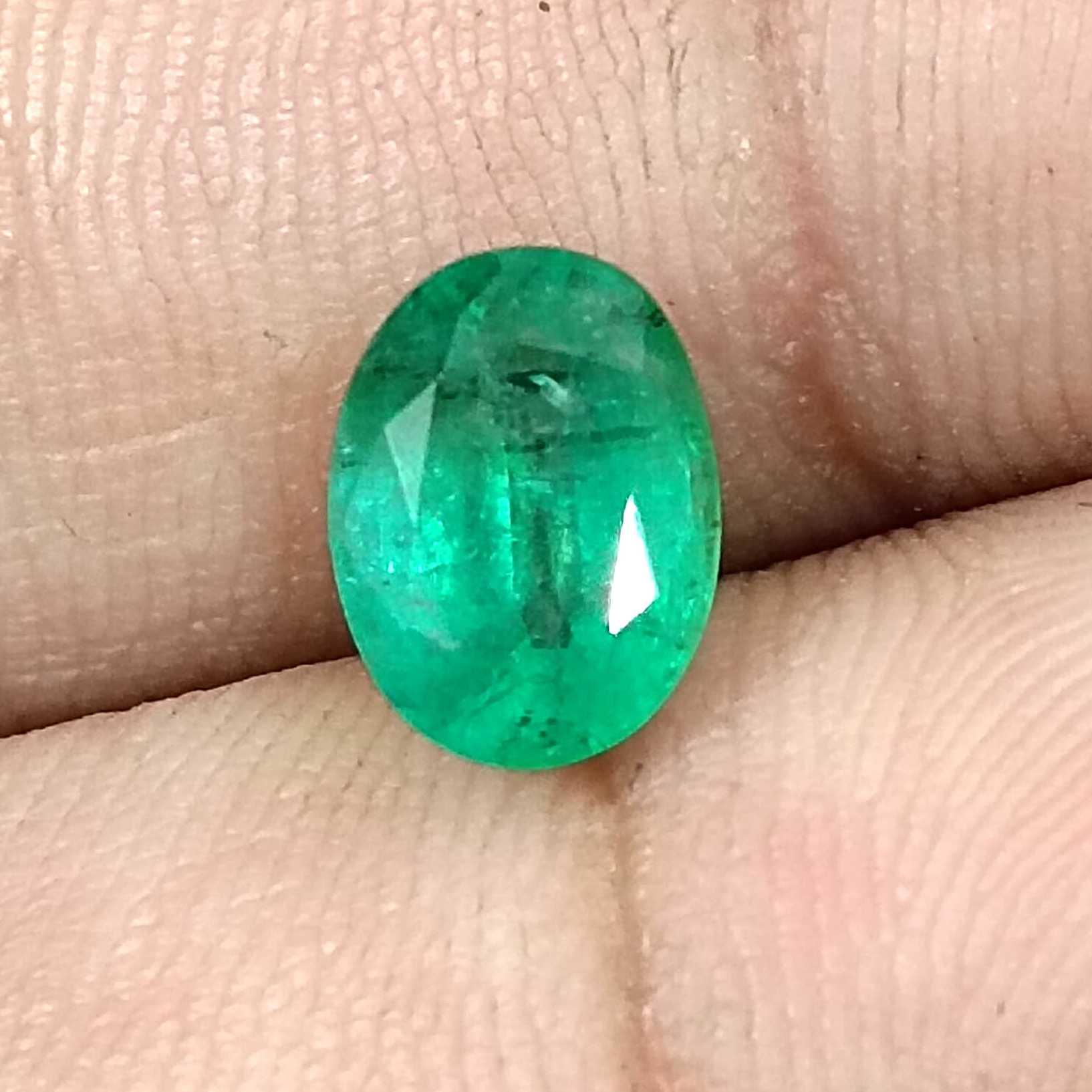 1.82ct GSI certified medium sea green oval cut Zambian emerald /